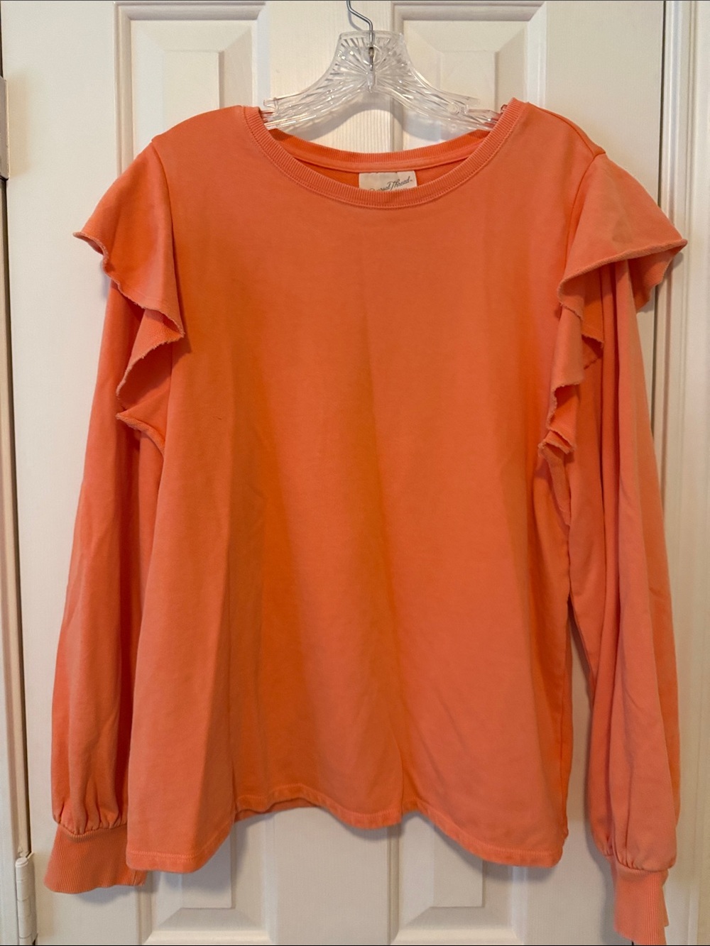 Universal Thread Coral Ruffle Shoulder Long-Sleeve Top